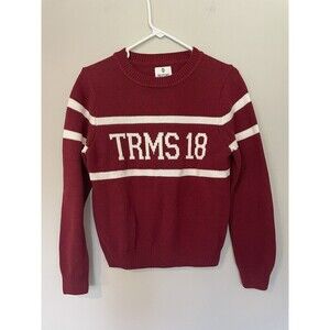 Hillflint Sweater TRMS 18‎ Womens Small Pullover Red White Varsity Collegiate